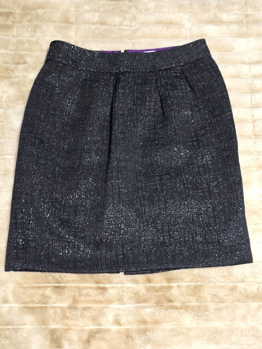Banana Republic Black Metallic Shimmer Jacquard Pencil Skirt Petite 2P Co